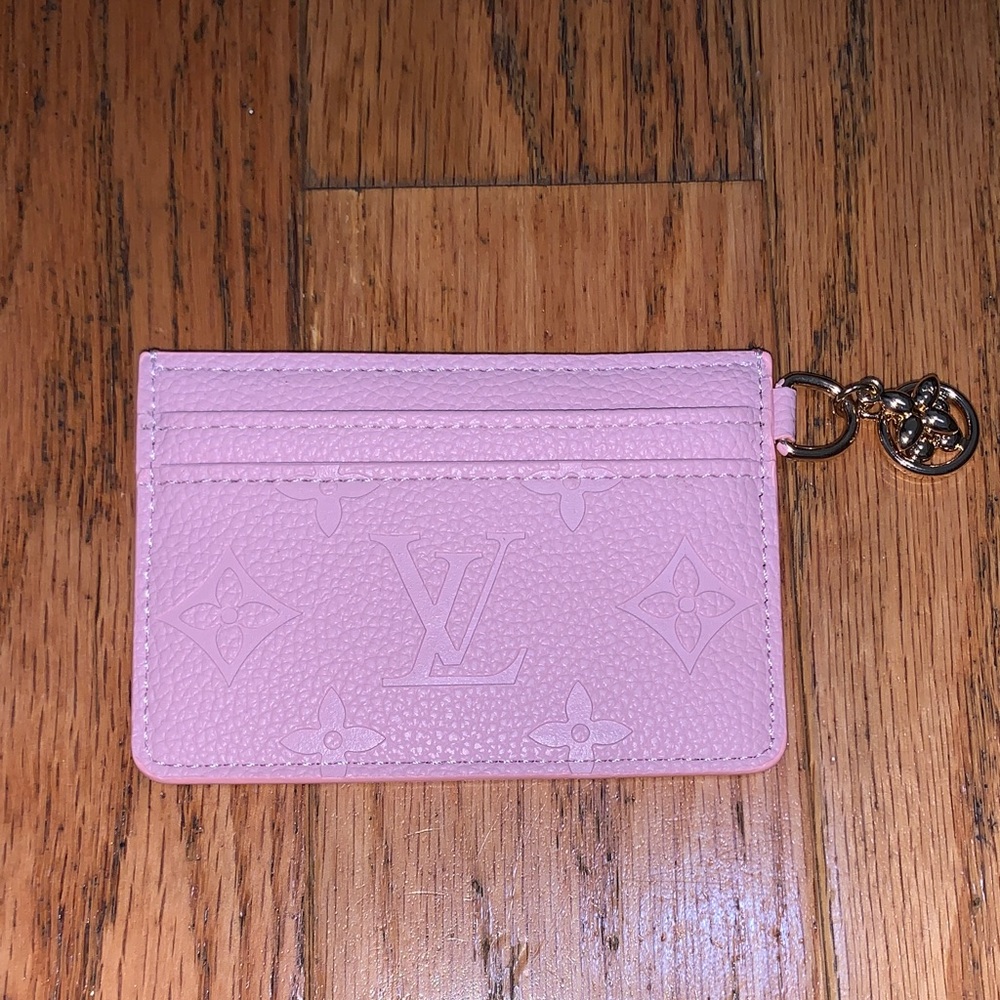 Louis Vuitton Pastel Pink Monogram Card Holder with Gold-Tone Charm